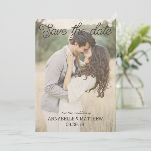 Sparen de datum de  uitnodiging van het begin (Staand voorkant)