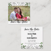 Sparen de Datum de Whimsical Hand tekende Botanisc Vierkante Visitekaartje (Voorkant / Achterkant)