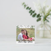 Sparen de Datum de Whimsical Hand tekende Botanisc Vierkante Visitekaartje (Staand voorkant)