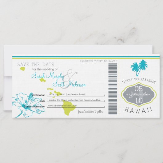 Sparen de Datum die Pass aan Hawaii overgaat Save The Date (Voorkant)