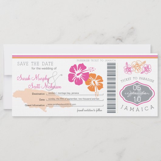 Sparen de Datum die Pass aan Jamaica het instappen Save The Date (Voorkant)