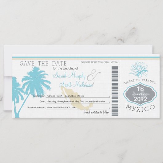 Sparen de Datum die Pass aan Mexico het instappen Save The Date (Voorkant)