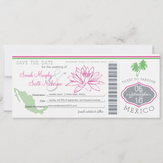 Sparen de Datum die Pass aan Mexico het instappen Save The Date (Voorkant)