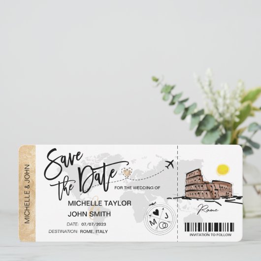 Sparen de Datum die Pass Rome Italië instappen Kaart (Staand voorkant)