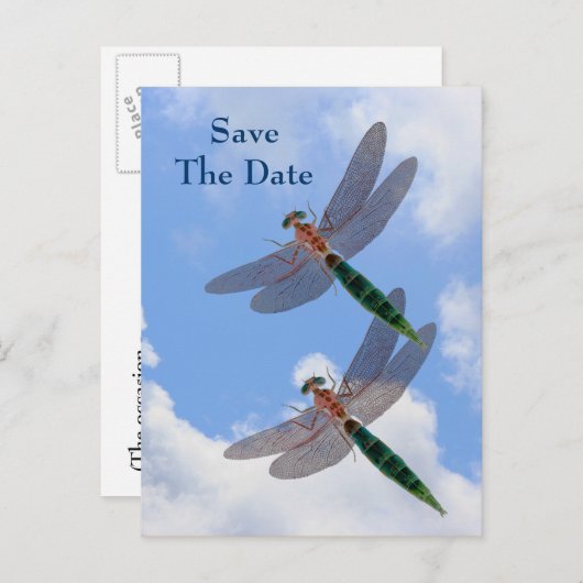 Sparen de Datum Dragonflies het Briefkaart van de (Voorkant / Achterkant)