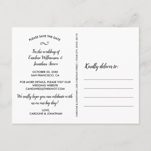 Sparen de Datum Één Grote Bekleding van de Tekst Briefkaart (Achterkant)