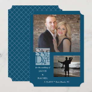 Sparen de Datum Elegant 2 van de Blauwe Weddenscha Save The Date