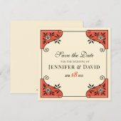 Sparen de datum Elegant floral lijst CC1250  Kaart (Voorkant / Achterkant)