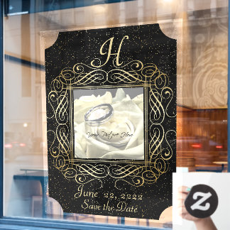 Sparen de Datum Elegant Gold Foil Stippen zie Manu Raamsticker