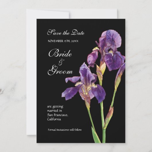 Sparen de Datum - Elegant Iris Monogram Uitnodigin Save The Date (Voorkant)