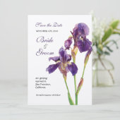 Sparen de Datum - Elegant Iris Monogram Uitnodigin Save The Date (Staand voorkant)