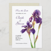 Sparen de Datum - Elegant Iris Monogram Uitnodigin Save The Date (Voorkant / Achterkant)