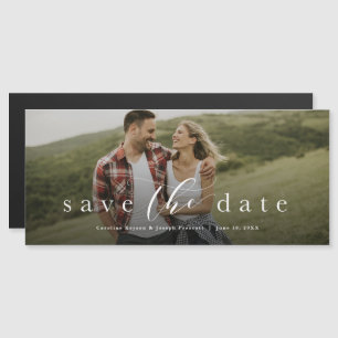 Sparen de datum elegant manuscript horizontale fot magnetische uitnodiging