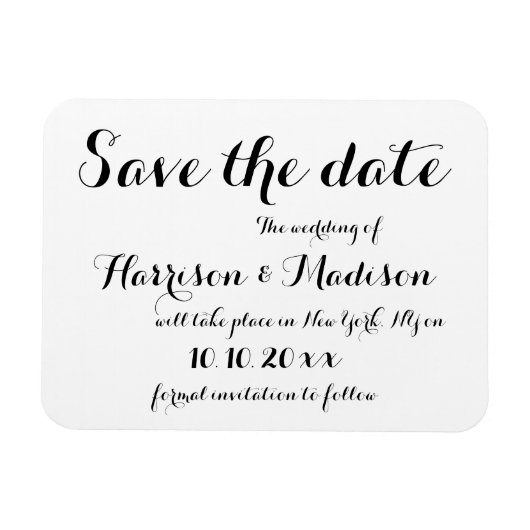 Sparen de Datum Elegant manuscriptCalligraphy Wedd Magneet (Horizontaal)