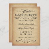 Sparen de Datum - Elegant Parchment Save The Date (Voorkant / Achterkant)