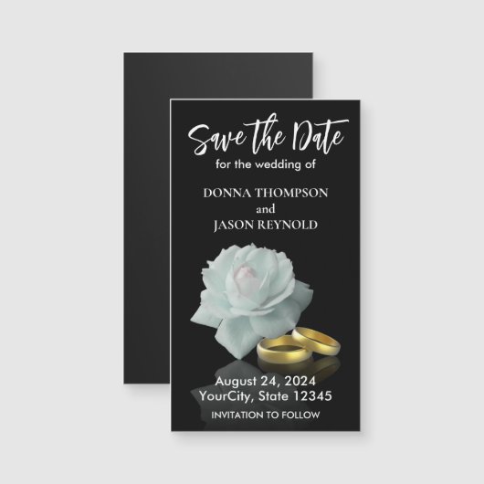 Sparen de Datum Elegant White Rose Gold Rings Manu (Voorkant / Achterkant)