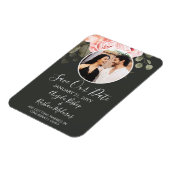 Sparen de Datum elegante roze roze Floral bruiloft Magneet (Linkerzijde)