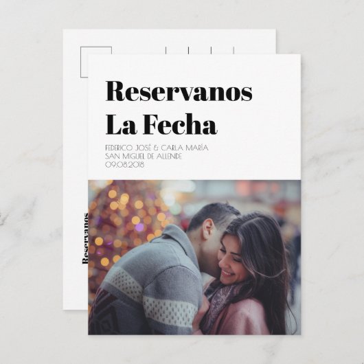 Sparen de Datum en Español, Reservanos la fecha Aankondigingskaart (Voorkant / Achterkant)