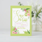 Sparen de Datum Floral Aankondiging (Staand voorkant)