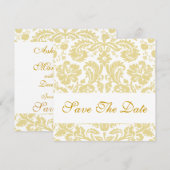 Sparen de Datum Floral Cream Witte Damask Save The Date (Voorkant / Achterkant)