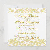 Sparen de Datum Floral Cream Witte Damask Save The Date (Achterkant)