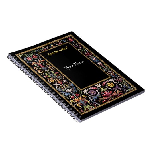 Sparen de Datum Floral Verlichte Medieval Editable Notitieboek (Rechterzijde)