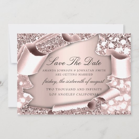 Sparen de Datum Florals Roos 3D koninklijke Initia Save The Date (Voorkant)
