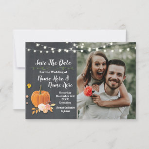 Sparen de Datum Foto Chalk Pumpkin Weddenschap Save The Date