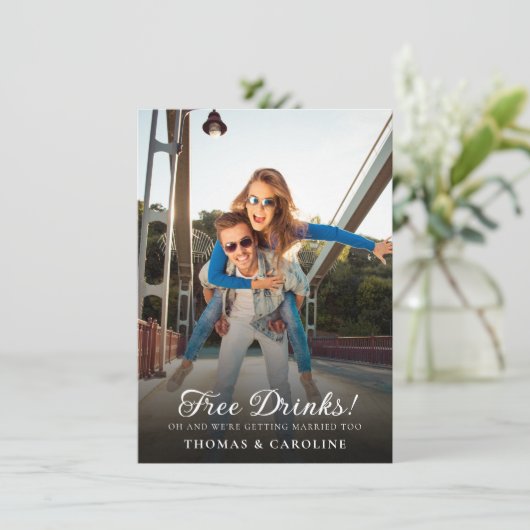 Sparen de Datum Foto Funny Wedding Aankondiging (Staand voorkant)