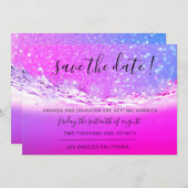 Sparen de Datum Fuchsia roze kristallen Ocean Ombr Save The Date (Voorkant / Achterkant)