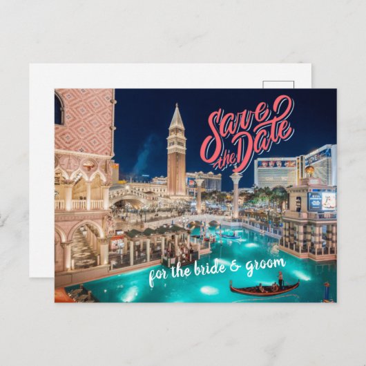 Sparen de Datum Gepersonaliseerd Briefkaart Las Ve (Voorkant / Achterkant)