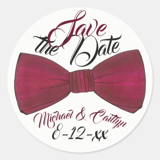 Sparen de Datum Gepersonaliseerde Bieden de Groom Ronde Sticker (Voorkant)