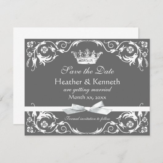 Sparen de Datum Gewas Wit Save The Date (Voorkant / Achterkant)