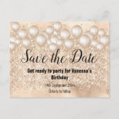 Sparen de Datum Gold ballons Glitter 2Aankondiging Aankondigingskaart (Voorkant)