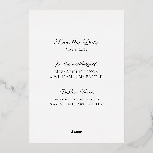 Sparen de Datum Gold Foil Foto Weddenschap Folie Uitnodiging (Achterkant)