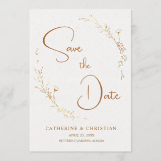 Sparen de Datum Golden Overline Bloemen Kaart