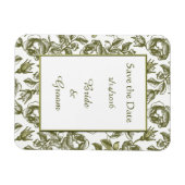 Sparen de Datum  Goud Witte Roses Magnet Magneet (Horizontaal)