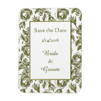 Sparen de Datum  Goud Witte Roses Magnet