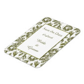 Sparen de Datum  Goud Witte Roses Magnet Magneet (Linkerzijde)