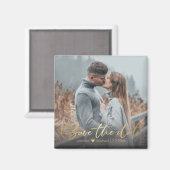 sparen de datum , gouden handschrift trouwfoto magneet (Voorkant / Achterkant)