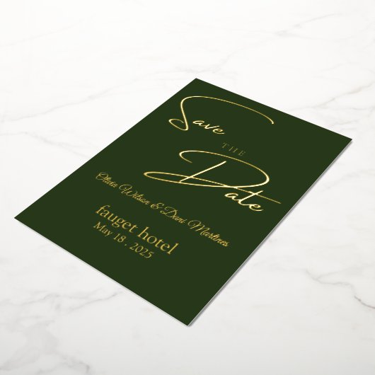 sparen de datum groene elegant folie uitnodiging (Gedraaid)