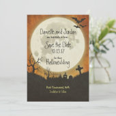 Sparen de Datum Halloween bruiloft in sinaasappel Save The Date (Staand voorkant)