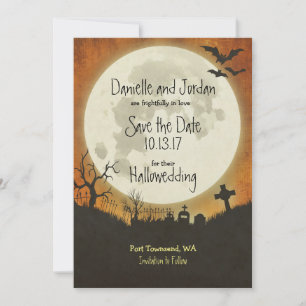 Sparen de Datum Halloween bruiloft in sinaasappel Save The Date