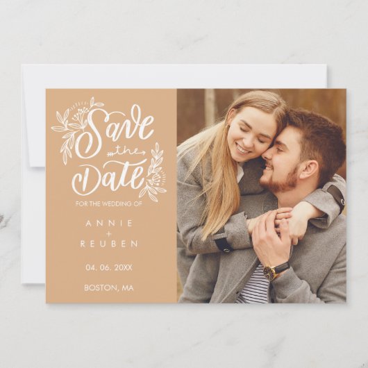 Sparen de Datum  HandManuscript Foto Polka Dot Save The Date (Voorkant)