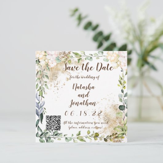 Sparen de Datum Herbal Ontwerp Kaart (Staand voorkant)