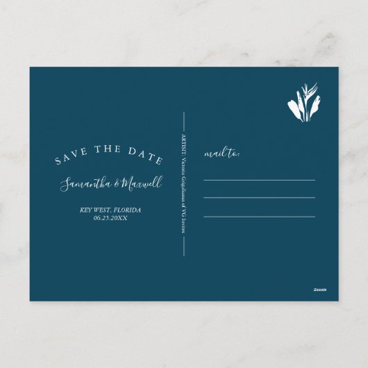 Sparen de Datum het Briefkaart van de Tropische Wa (Achterkant)