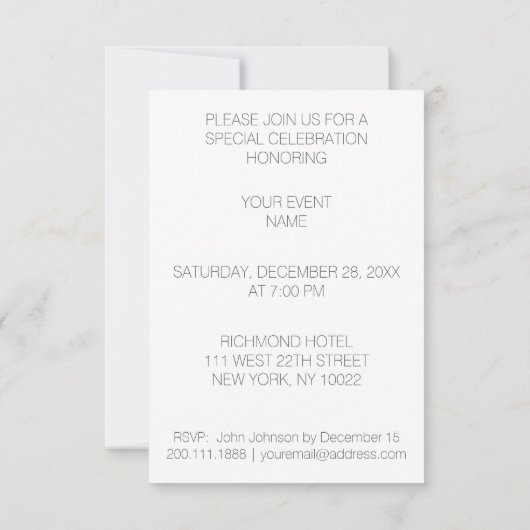 Sparen de Datum, het Jubileum, de Uitnodiging van  (Achterkant)