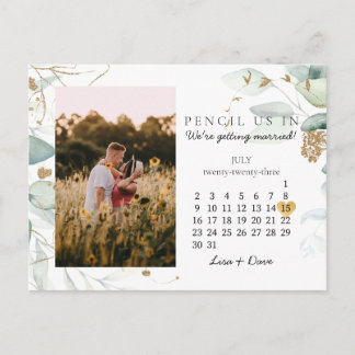 Sparen de Datum Juli 2023 Botanisch Elegant Gold Briefkaart