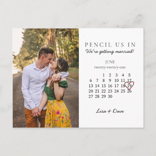 Sparen de Datum Juni 2021 Maand Roze Hart van de K Briefkaart (Voorkant)