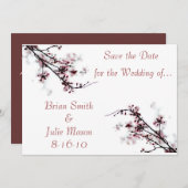 Sparen de Datum, kersenbloesem Save The Date (Voorkant / Achterkant)